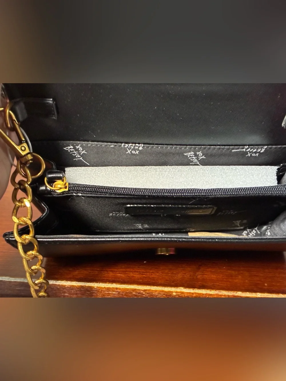 Betsey Johnson Black Wallet with Gold Hardware Accents NWT - Picture 4 of 6